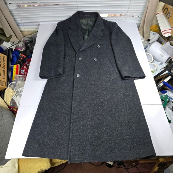 Nino Cerruti Signature 100% Pure Wool Double Breasted Overcoat Men's Gray 44R XL - Picture 1 of 9